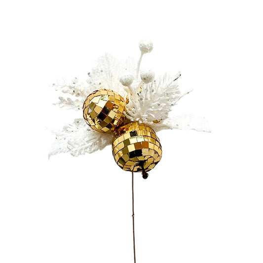 Pick Navideño Blanco/Dorado 21 CM - Montefiori Christmas