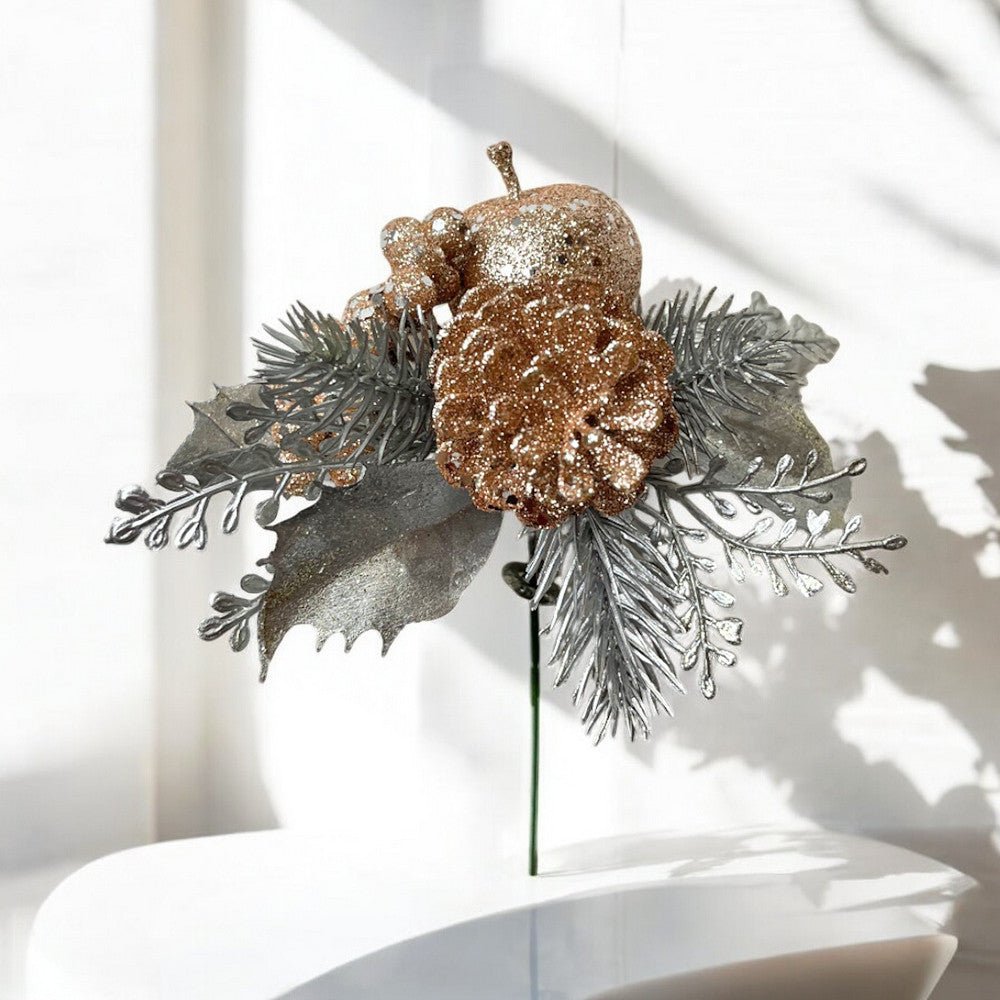 Pick Navideño Flor 20 Cm Dorado - Montefiori Christmas - Titan.com.pa - 7453114824704