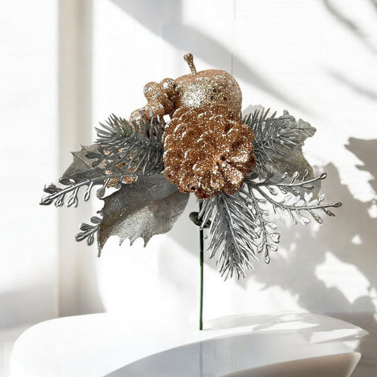 Pick Navideño Flor 20 Cm Dorado - Montefiori Christmas - Titan.com.pa - 7453114824704