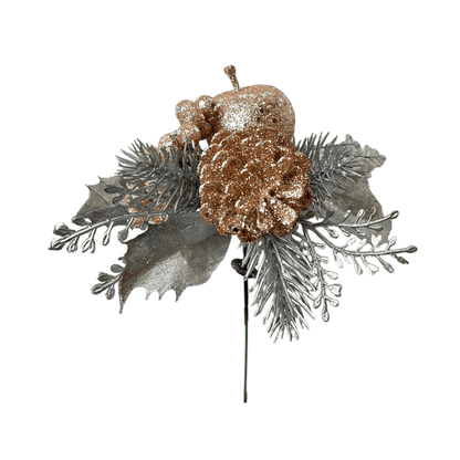 Pick Navideño Flor 20 Cm Dorado - Montefiori Christmas - Titan.com.pa - 7453114824704