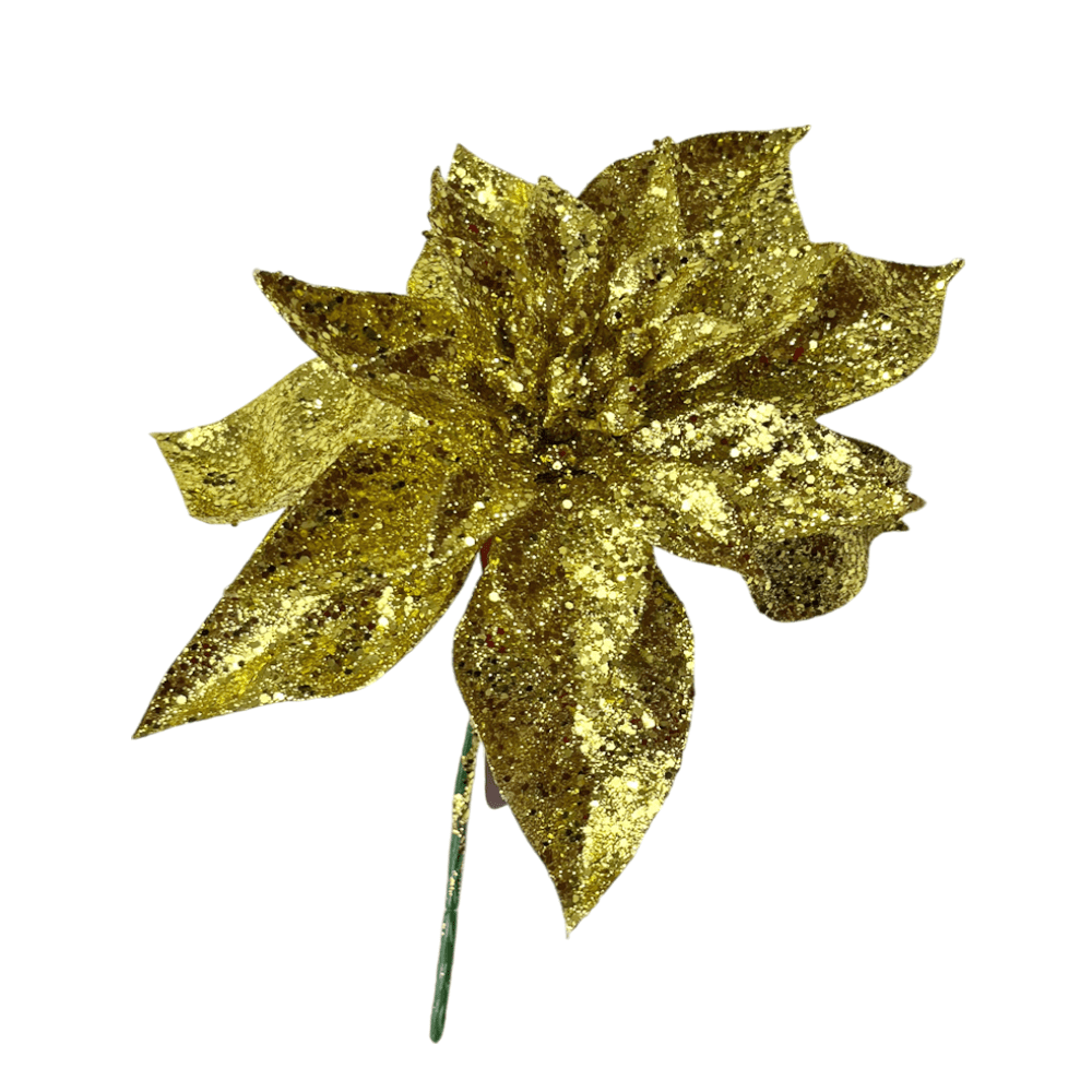 Pick Navideño Flor 20 Cm Dorado - Montefiori Christmas - Titan.com.pa - 7453121093315