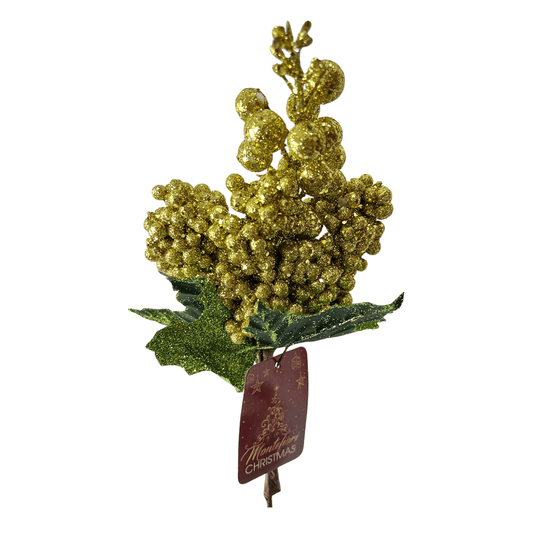 Pick Navideño Flor 20 Cm Gold - Montefiori Christmas - Titan.com.pa - 7453121094367