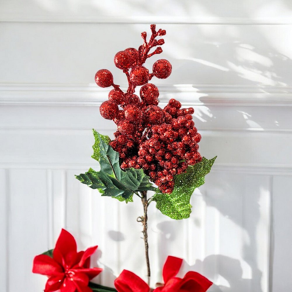 Pick Navideño Flor 20 Cm Red - Montefiori Christmas - Titan.com.pa - 7453121094374