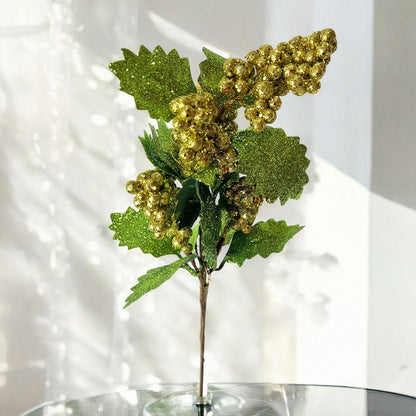 Pick Navideño Flor 30 Cm Gold - Montefiori Christmas - Titan.com.pa - 7453121092721