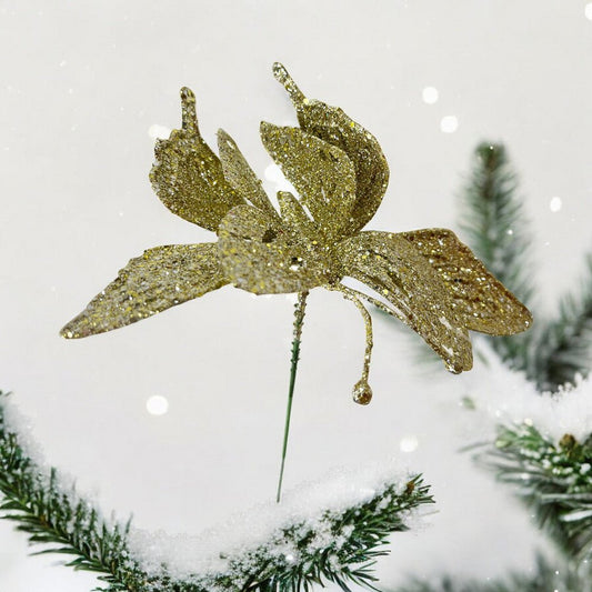 Pick Navideño Mariposa 14 Cm Gold - Montefiori Christmas - Titan.com.pa - 7453121093285