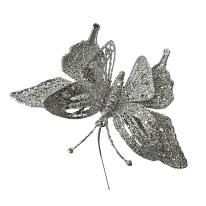 Pick Navideño Mariposa 14 Cm Silver - Montefiori Christmas - Titan.com.pa - 7453121093308