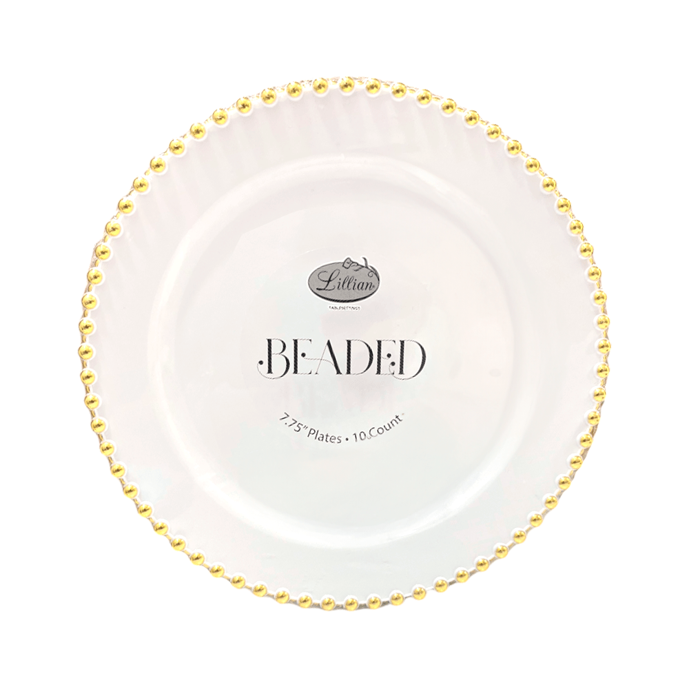 Plato 7.75Plg Lillian 10 Piezas - Blanco/Dorado - Lillian - Titan.com.pa - 763615334273