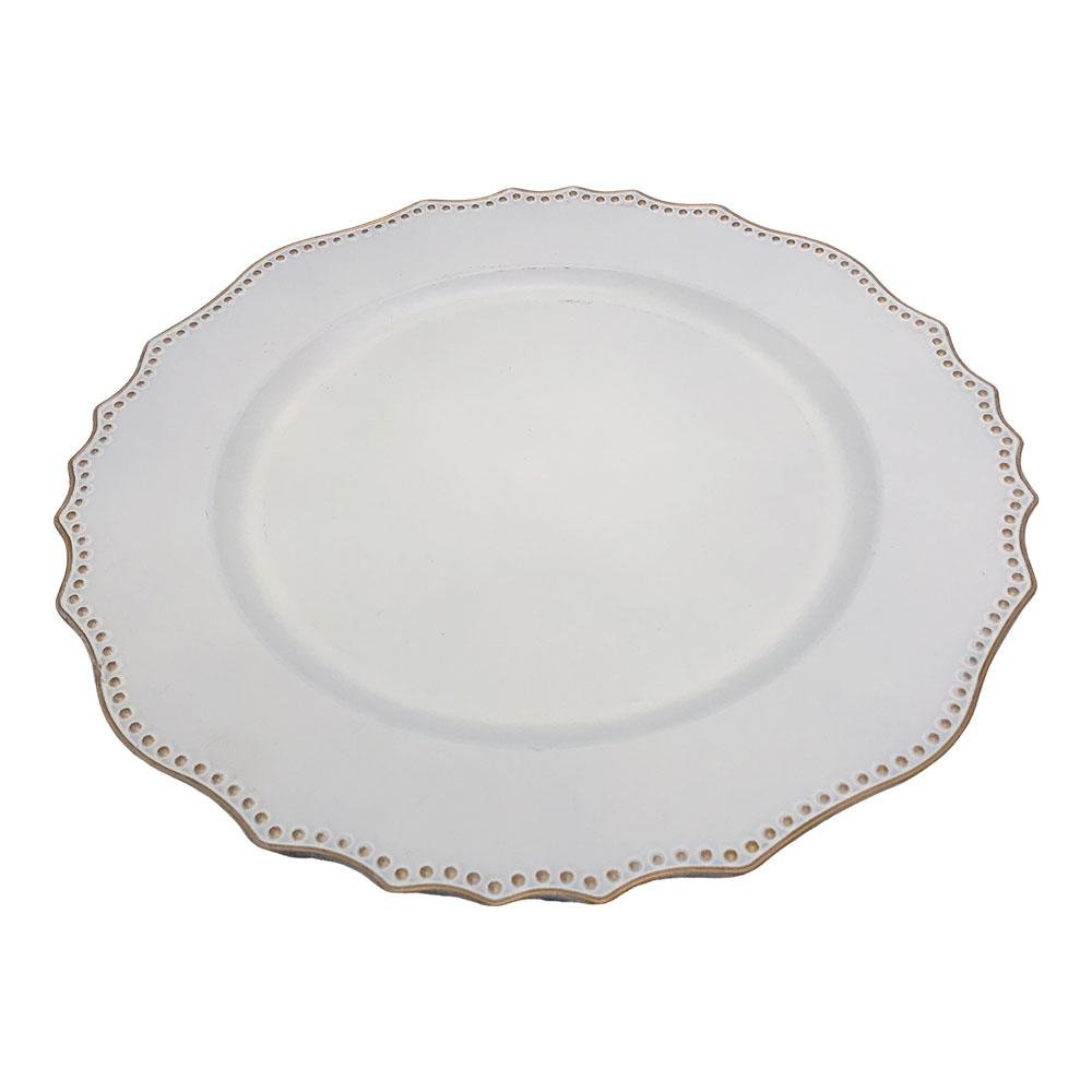 Plato Decorativo Decoré Plástico de 32.5 cm x 1.7 cm Blanco/Dorado