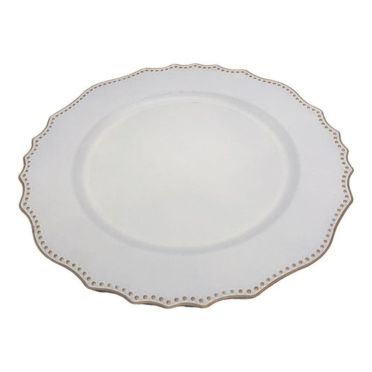 Plato Decorativo Decoré Plástico de 32.5 cm x 1.7 cm Blanco/Dorado