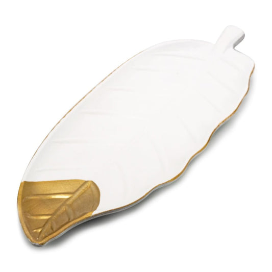 Plato Decorativo Home Elegance en Forma de Hoja 48 cm x 16.5 cm