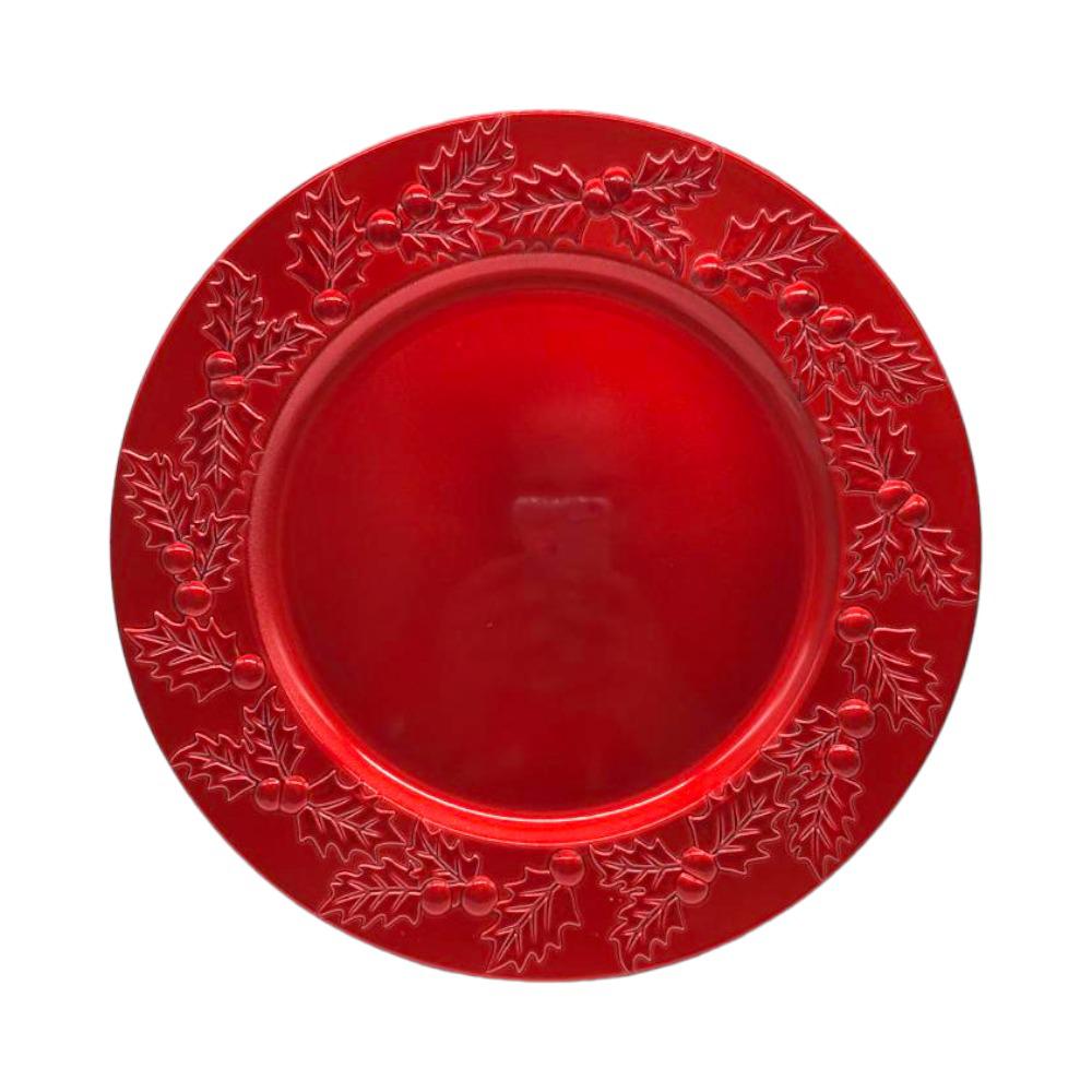 Plato Decorativo Redondo 33Cm Rojo