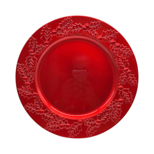 Plato Decorativo Redondo 33Cm Rojo