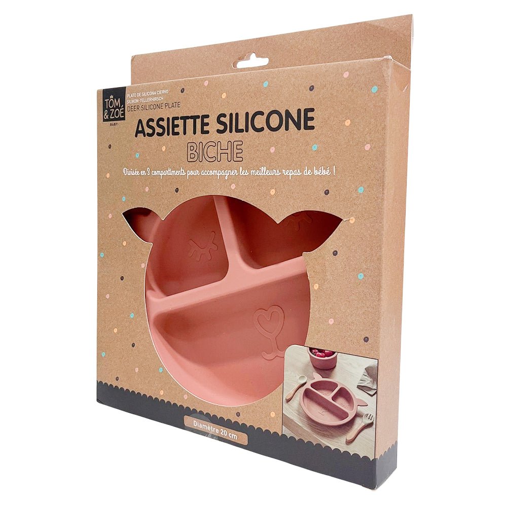 Plato Infantil Tom Et Zoe de Silicone / 3 Compartimiento / Diseño de Ciervo - Tom Et Zoe - Titan.com.pa - 3664944626640
