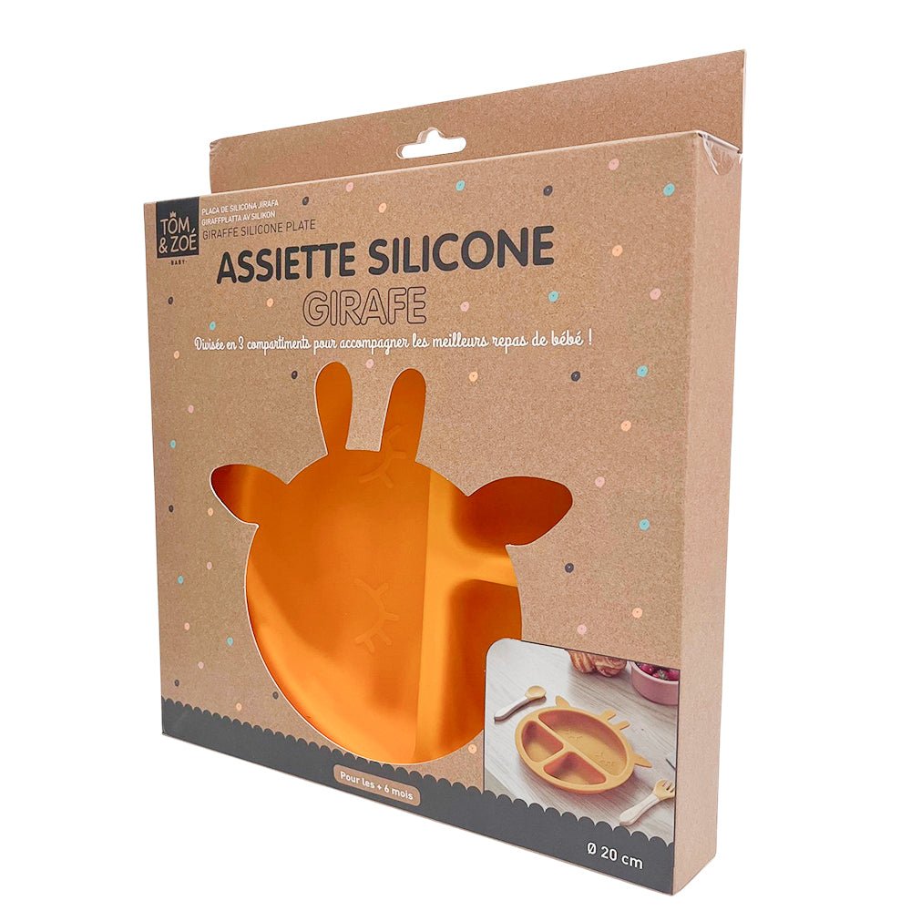 Plato Infantil Tom Et Zoe de Silicone / 3 Compartimiento / Diseño de Jirafa - Tom Et Zoe - Titan.com.pa - 3664944626626