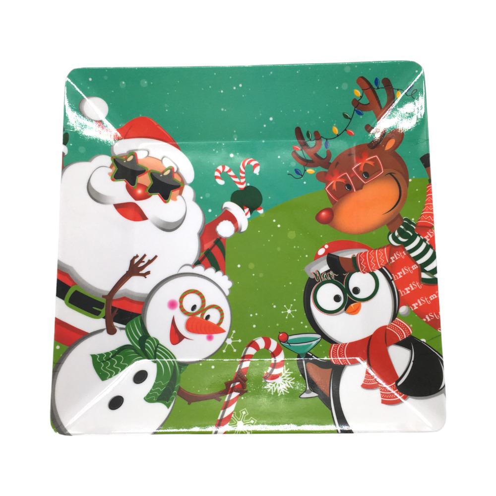 Plato Llano 10" Melamina Navidad Cuadrado