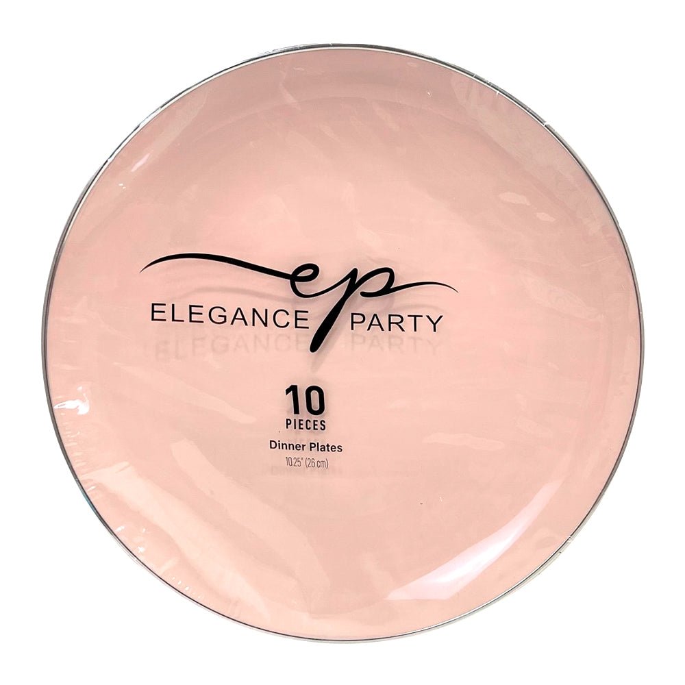 Plato Llano Elegance Party - 10.25in - Blush & Silver - 10 Piezas - Elegance Party - Titan.com.pa