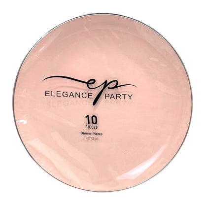 Plato Llano Elegance Party - 10.25in - Blush & Silver - 10 Piezas - Elegance Party - Titan.com.pa