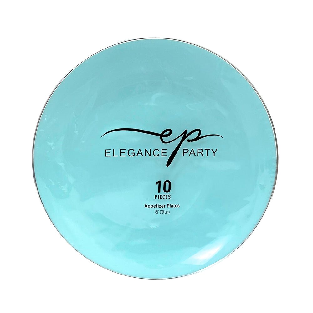 Plato Llano / Elegance Party / 7.5" / Mint & Silver / 10 Piezas - Elegance Party - Titan.com.pa - 191554363311