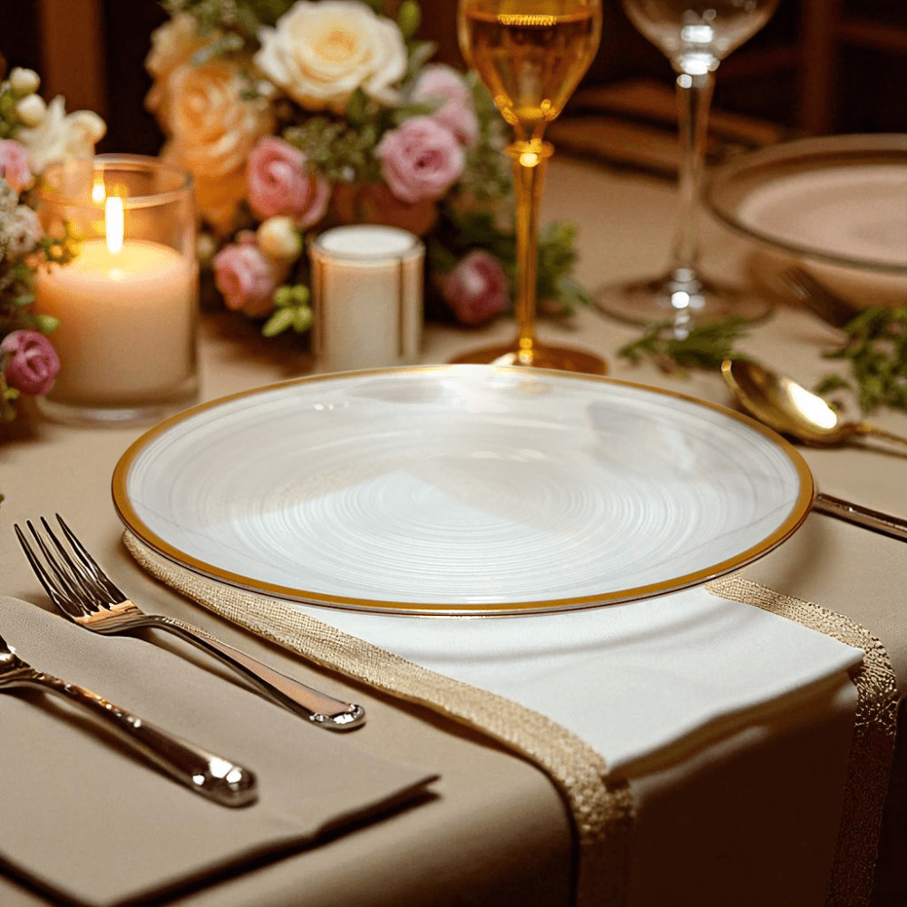 Plato LLano Reutilizable de 7" Home Elegance / 10 Piezas / Borde Dorado - Home Elegance - Titan.com.pa - 2100000606627