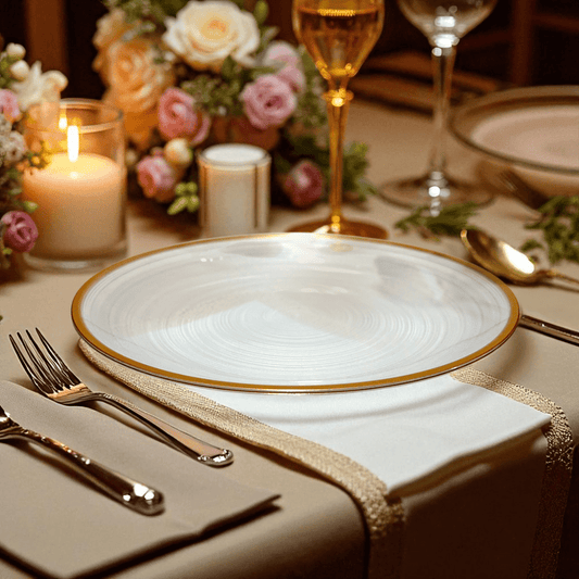 Plato LLano Reutilizable de 7" Home Elegance / 10 Piezas / Borde Dorado - Home Elegance - Titan.com.pa - 2100000606627