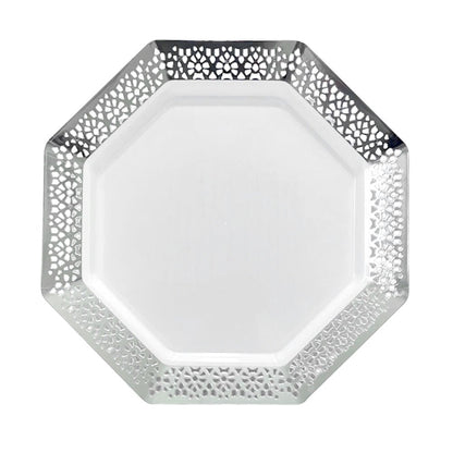 Plato Plástico Llano 11" Lillian Lacetagon / 10 Unidades / Silver - Lillian - Titan.com.pa - 763615341813