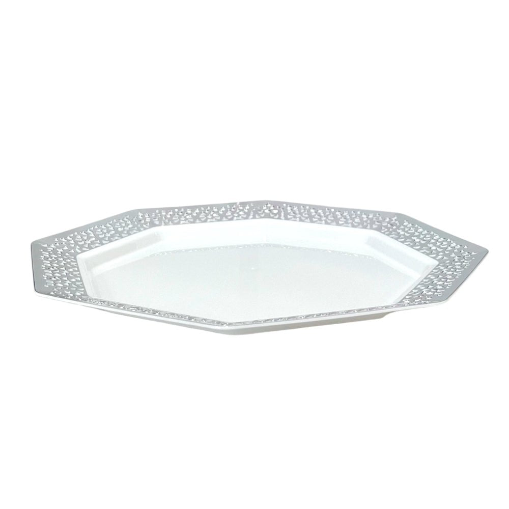 Plato Plástico Llano 11" Lillian Lacetagon / 10 Unidades / Silver - Lillian - Titan.com.pa - 763615341813