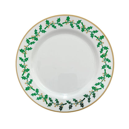 Plato Reutilizable 10” / 10 Piezas Blanco/Dorado/Verde - Christmas Elegance