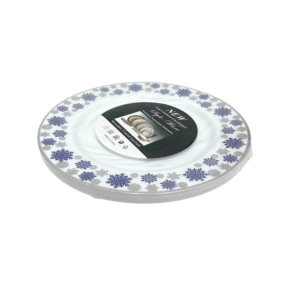 Plato Reutilizable 10” / 10 Piezas Blanco/Plateado/Azul - Christmas Elegance