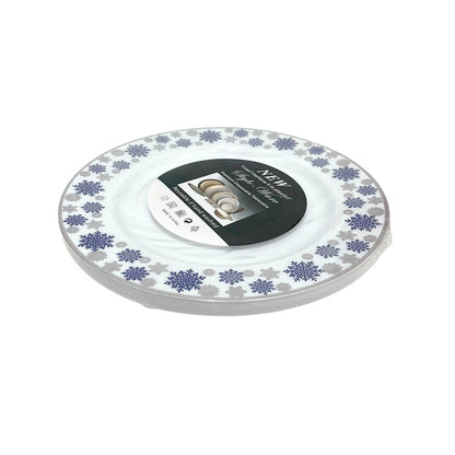 Plato Reutilizable 10” / 10 Piezas Blanco/Plateado/Azul - Christmas Elegance
