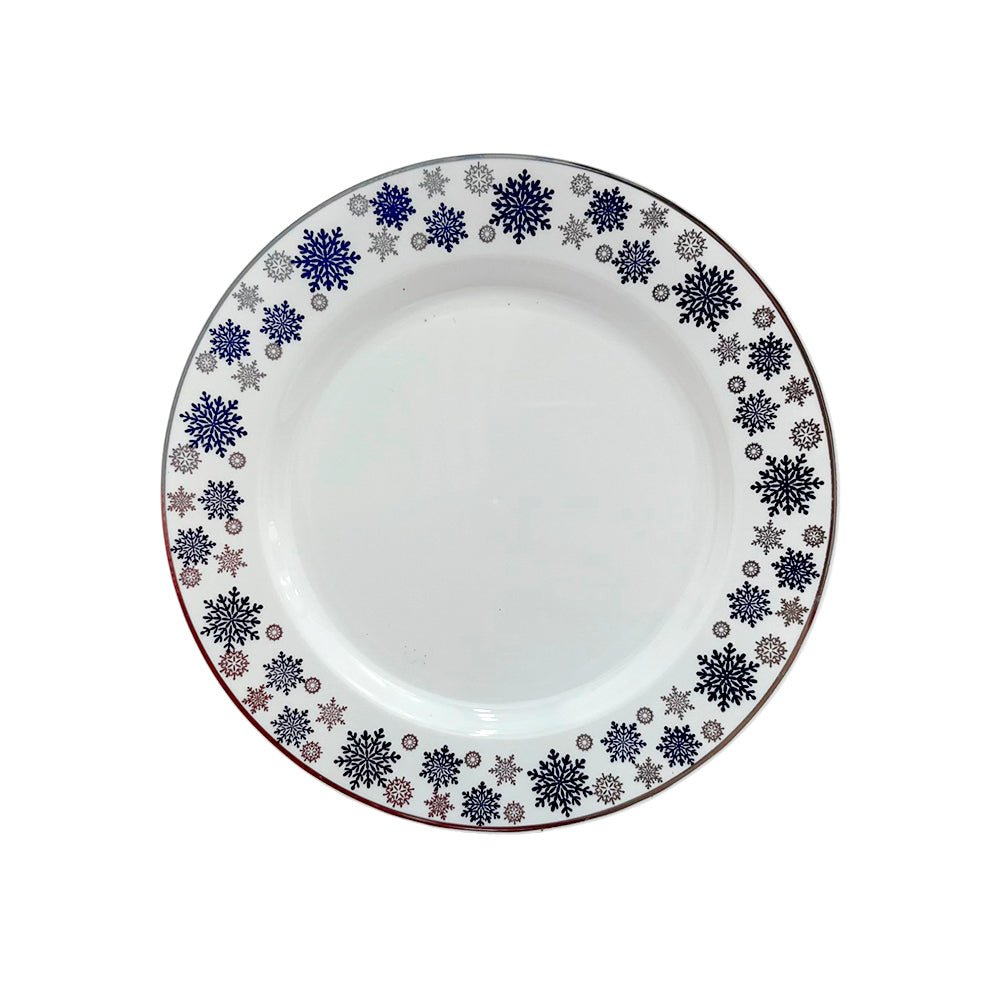 Plato Reutilizable 10” / 10 Piezas Blanco/Plateado/Azul - Christmas Elegance