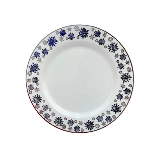 Plato Reutilizable 10” / 10 Piezas Blanco/Plateado/Azul - Christmas Elegance