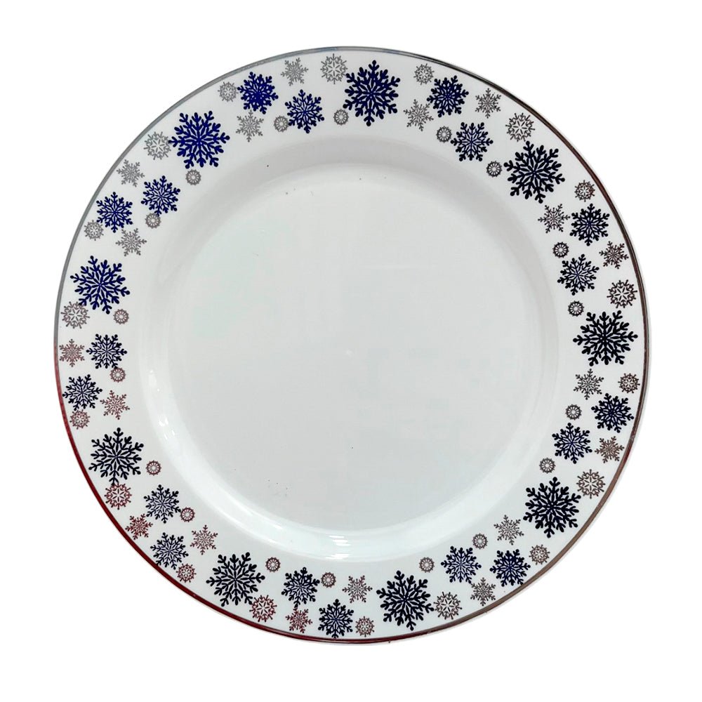 Plato Reutilizable De Melamina 7” / 10 Piezas Blanco/Plateado/Azul - Christmas Elegance