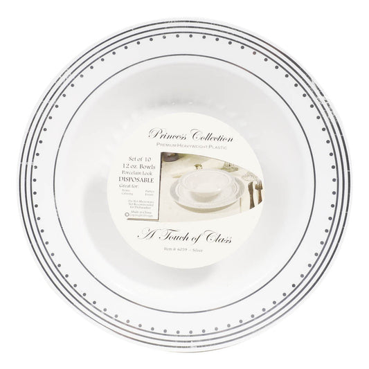 Platos Hondos Princess Desechables de Plástico 12 oz de 10 Piezas