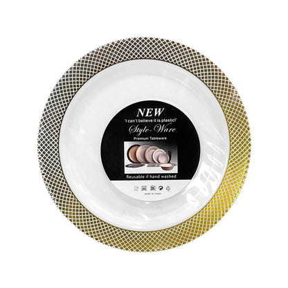 Platos Llano Reutilizable de 7" Home Elegance 10 Piezas / Blanco - Dorado - Home Elegance - Titan.com.pa - 2100000351183