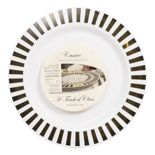 Platos Llanos Casino Desechables de Plástico 10.5" de 10 Piezas