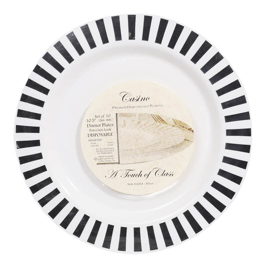 Platos Llanos Casino Desechables de Plástico 10.5" de 10 Piezas