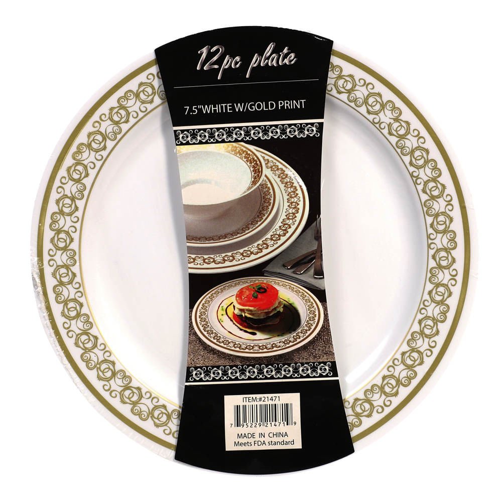 Platos Llanos Desechables de Plástico Home 7.5" de 12 Piezas