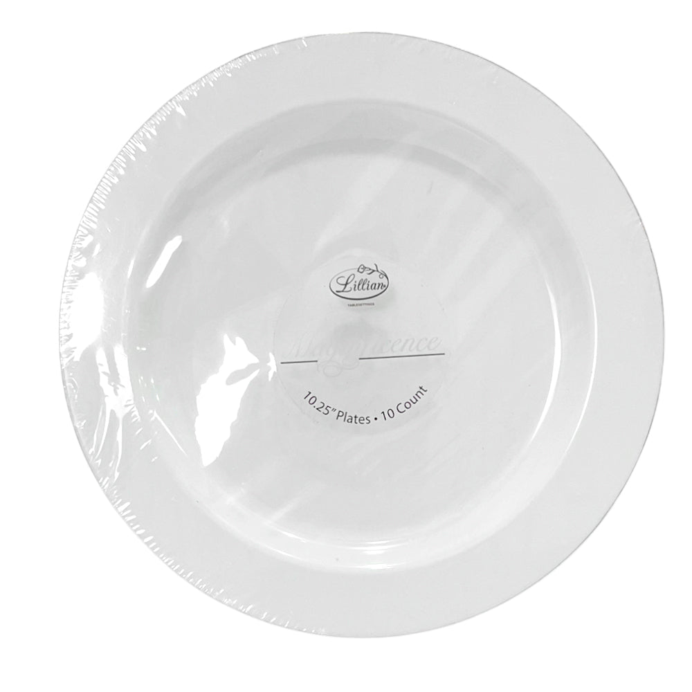 Platos LLanos Lillian 10" / Plástico / Set 10 Piezas / Blanco-Silver - Lillian - Titan.com.pa - 763615333009