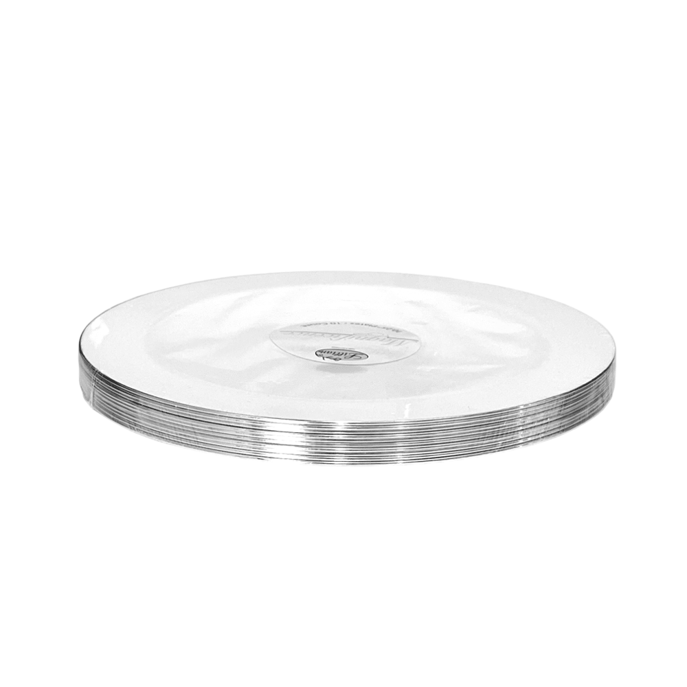 Platos LLanos Lillian 7.5" / Plástico / 10 Piezas / Blanco-Silver - Lillian - Titan.com.pa - 763615333078