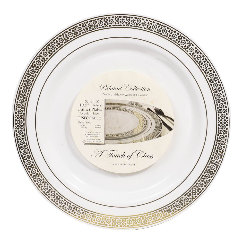 Platos Llanos Palatial Desechables de Plástico 10.5" de 10 Piezas