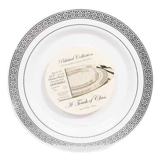 Platos Llanos Palatial Desechables de Plástico 10.5" de 10 Piezas