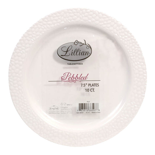 Platos Llanos Pebbled Desechables Lillian Plástico de 7.5" 10 Piezas