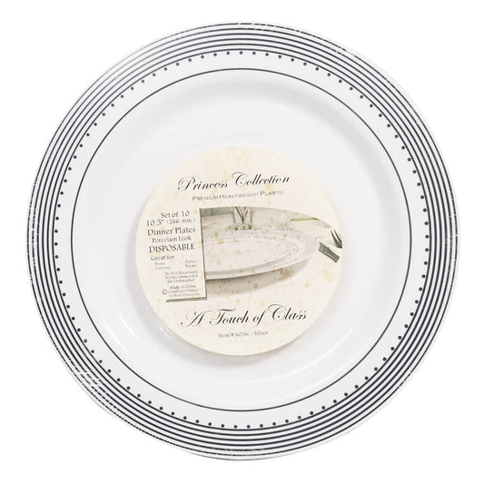 Platos Llanos Princess Desechables de Plástico 10.5" de 10 piezas
