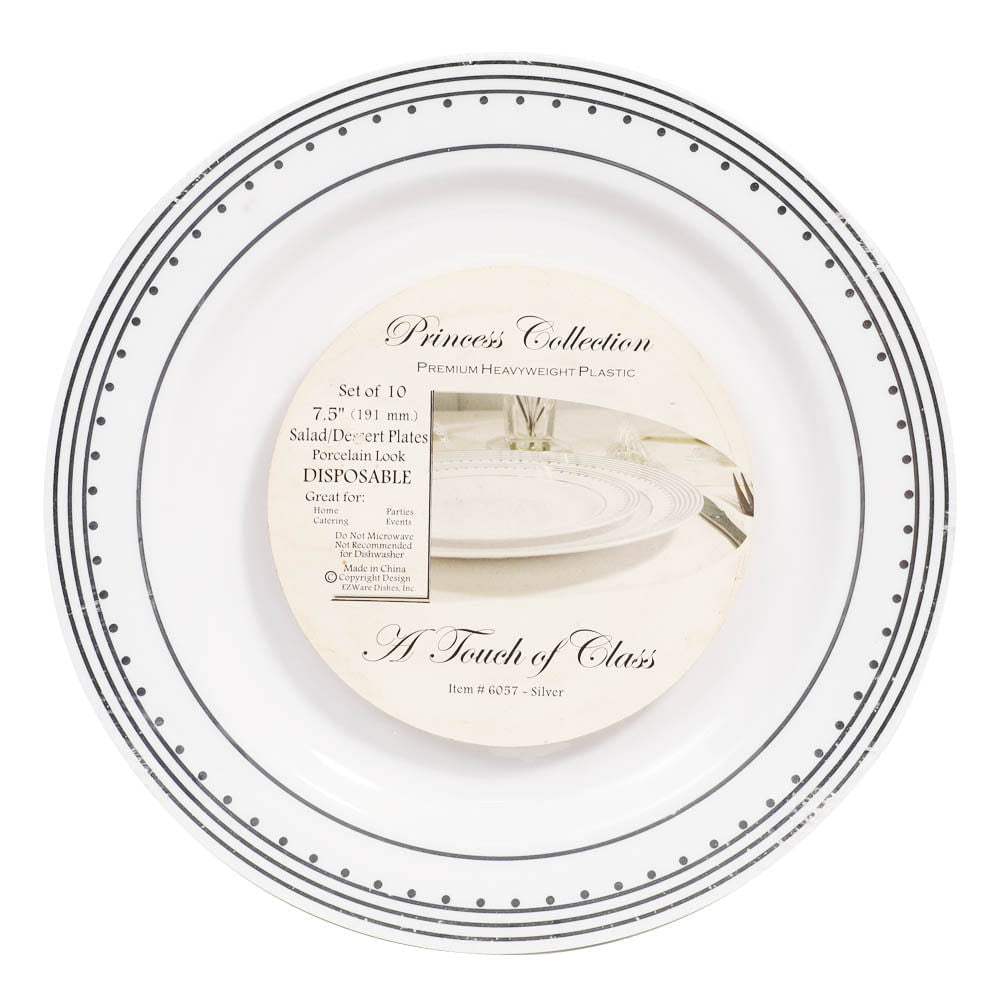 Platos Llanos Princess Desechables de Plástico 7.5" de 10 Piezas