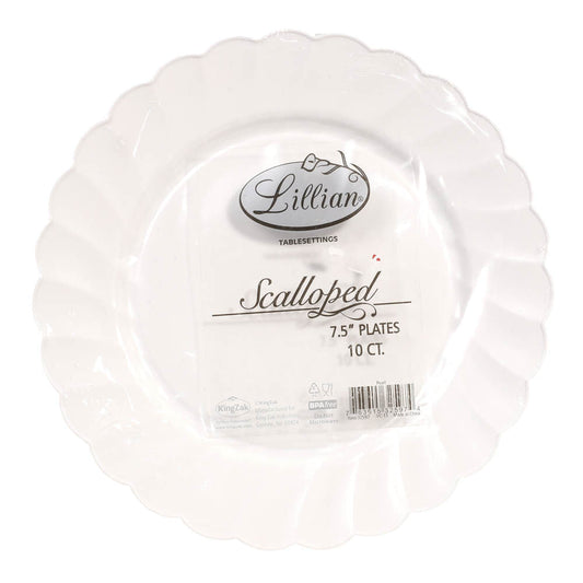 Platos Llanos Scalloped Desechables Lillian Plástico de 10 Piezas