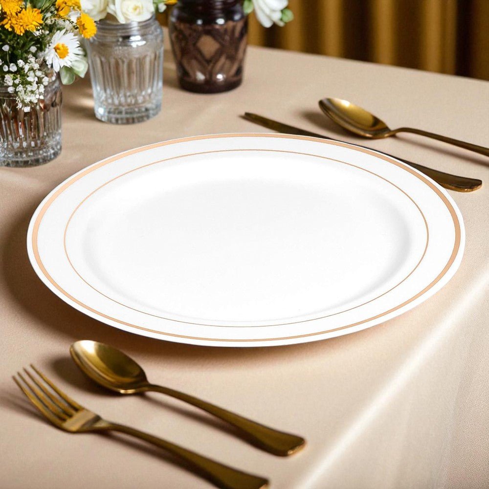 Platos Plástico 10" Home Elegance / 10 Piezas / Borde Dorados - Home Elegance - Titan.com.pa - 2100000671885