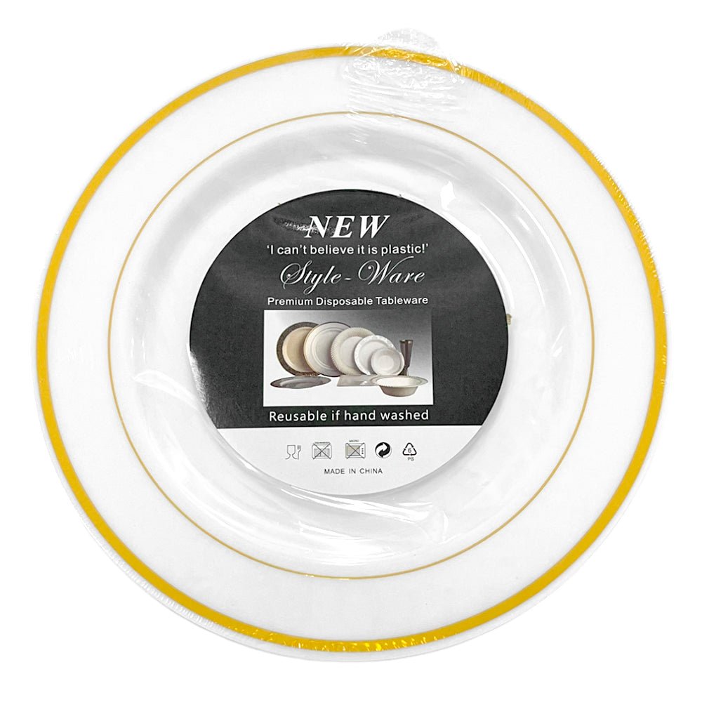 Platos Plástico 10" Home Elegance / 10 Piezas / Borde Dorados - Home Elegance - Titan.com.pa - 2100000671885