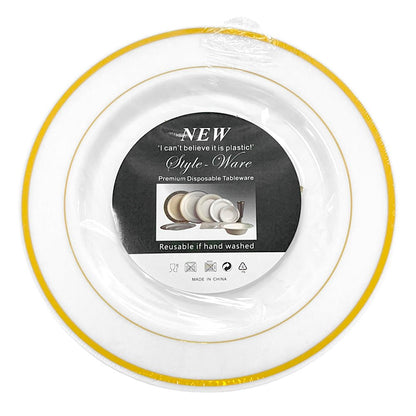 Platos Plástico 10" Home Elegance / 10 Piezas / Borde Dorados - Home Elegance - Titan.com.pa - 2100000671885