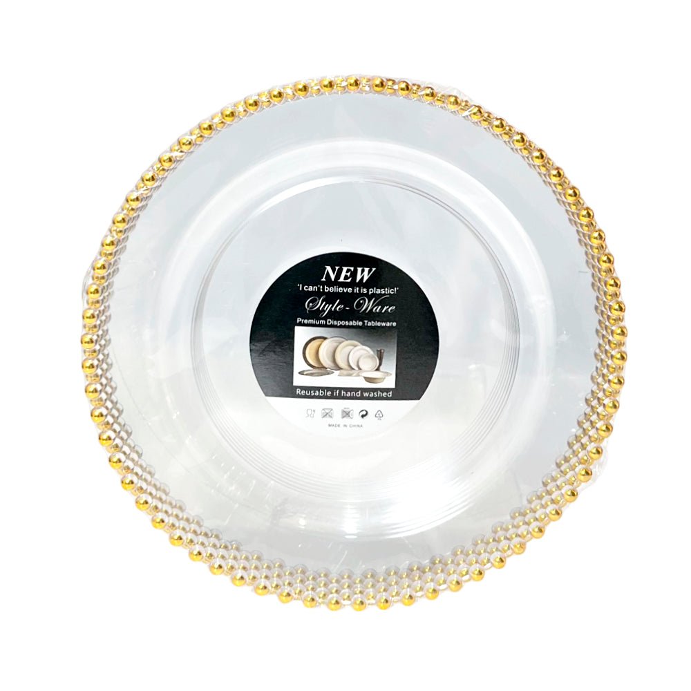 Platos Plástico 10" Home Elegance / 3 Piezas / Clear - Gold - Home Elegance - Titan.com.pa - 2100000424030