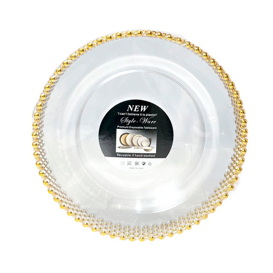 Platos Plástico 10" Home Elegance / 3 Piezas / Clear - Gold - Home Elegance - Titan.com.pa - 2100000424030